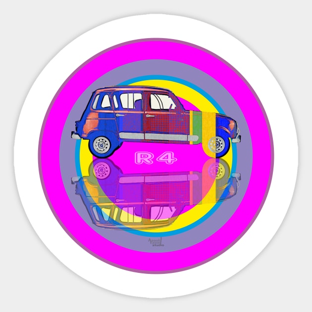 Renault 4 on target Sticker by AaaahEeeekStudio